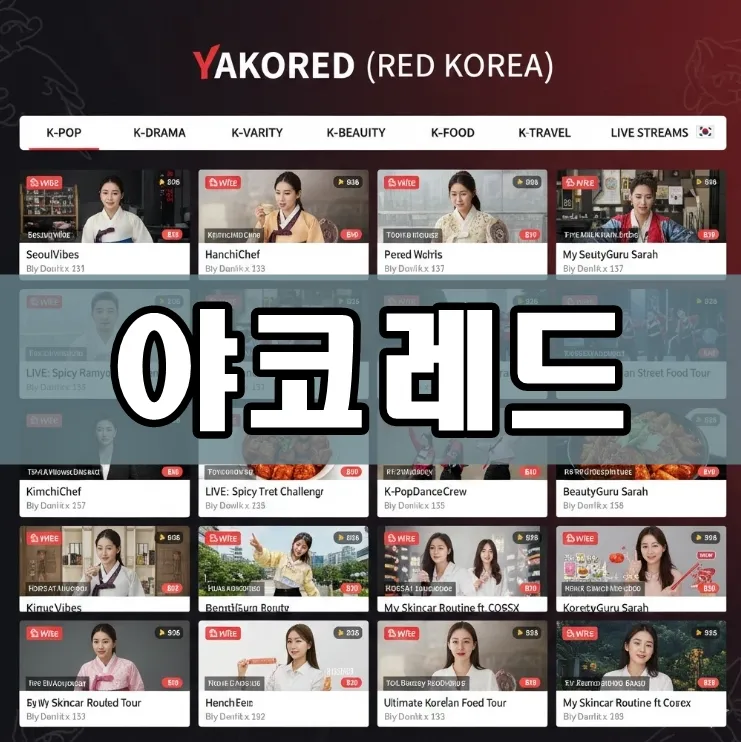 야코레드(레드코리아) 대표 구역 화면 예시