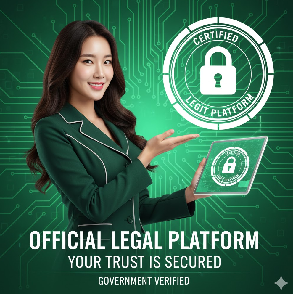 합법 플랫폼 인증 마크 그래픽 자물쇠 아이콘 블렌드 녹색 배경 안전 안내 강조