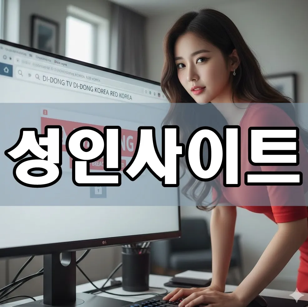 컴퓨터 화면에 보안 자물쇠와 붉은 'WARNING' 경고창이 뜬 상태로 di동티비 di동코리아 레드코리아 검색 결과가 보이는 이미지